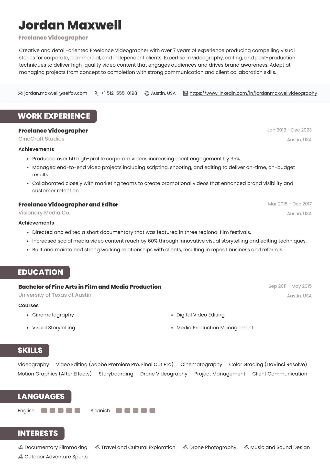 Freelance Videographer