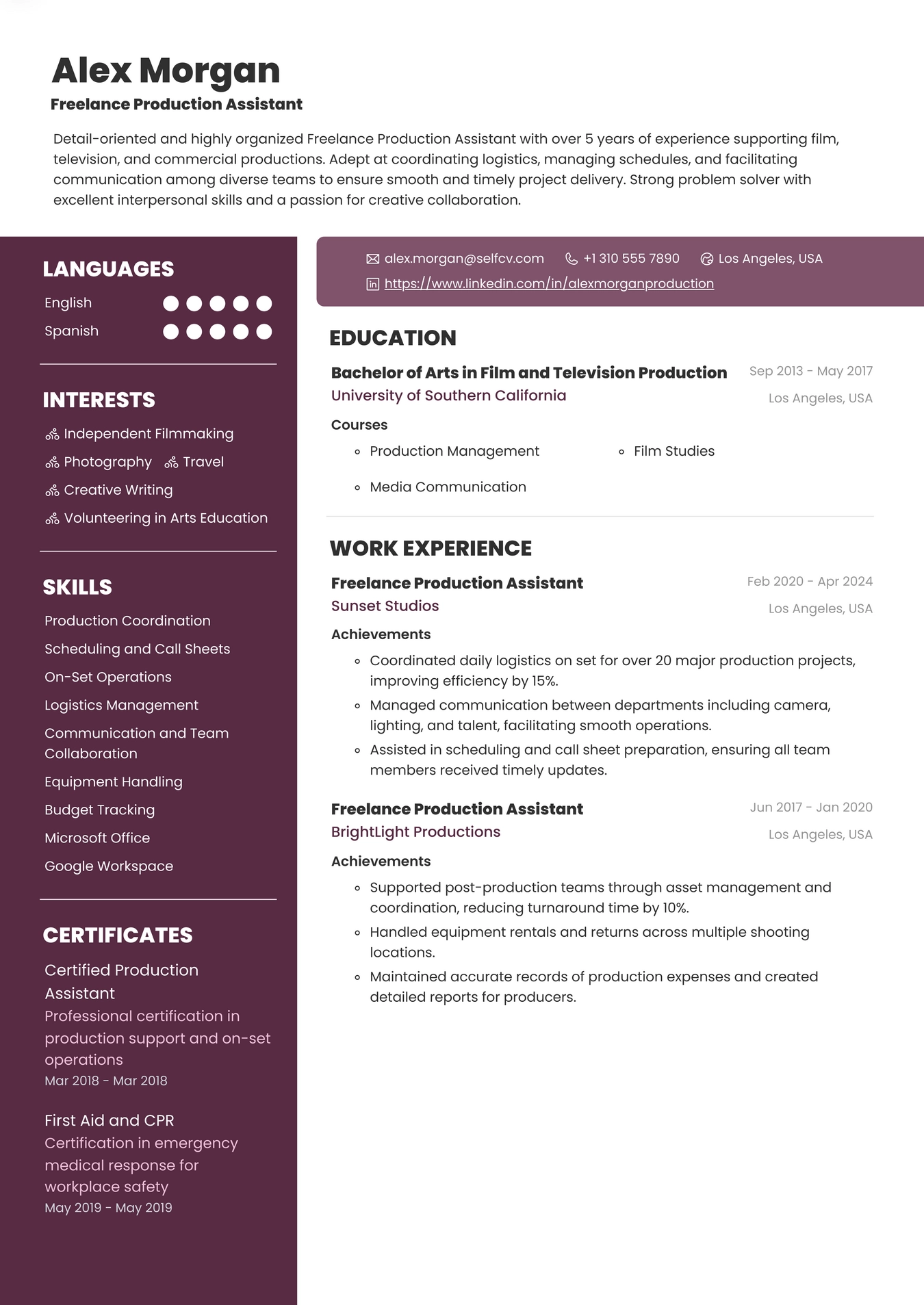 Freelance Production Assistant