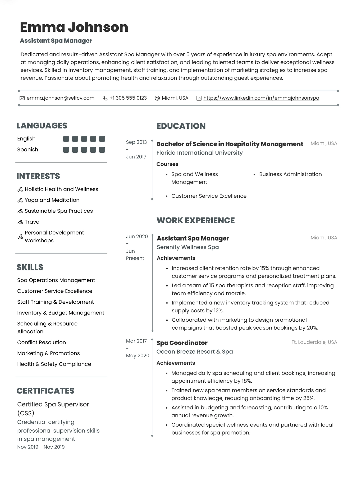 Assistant Spa Manager