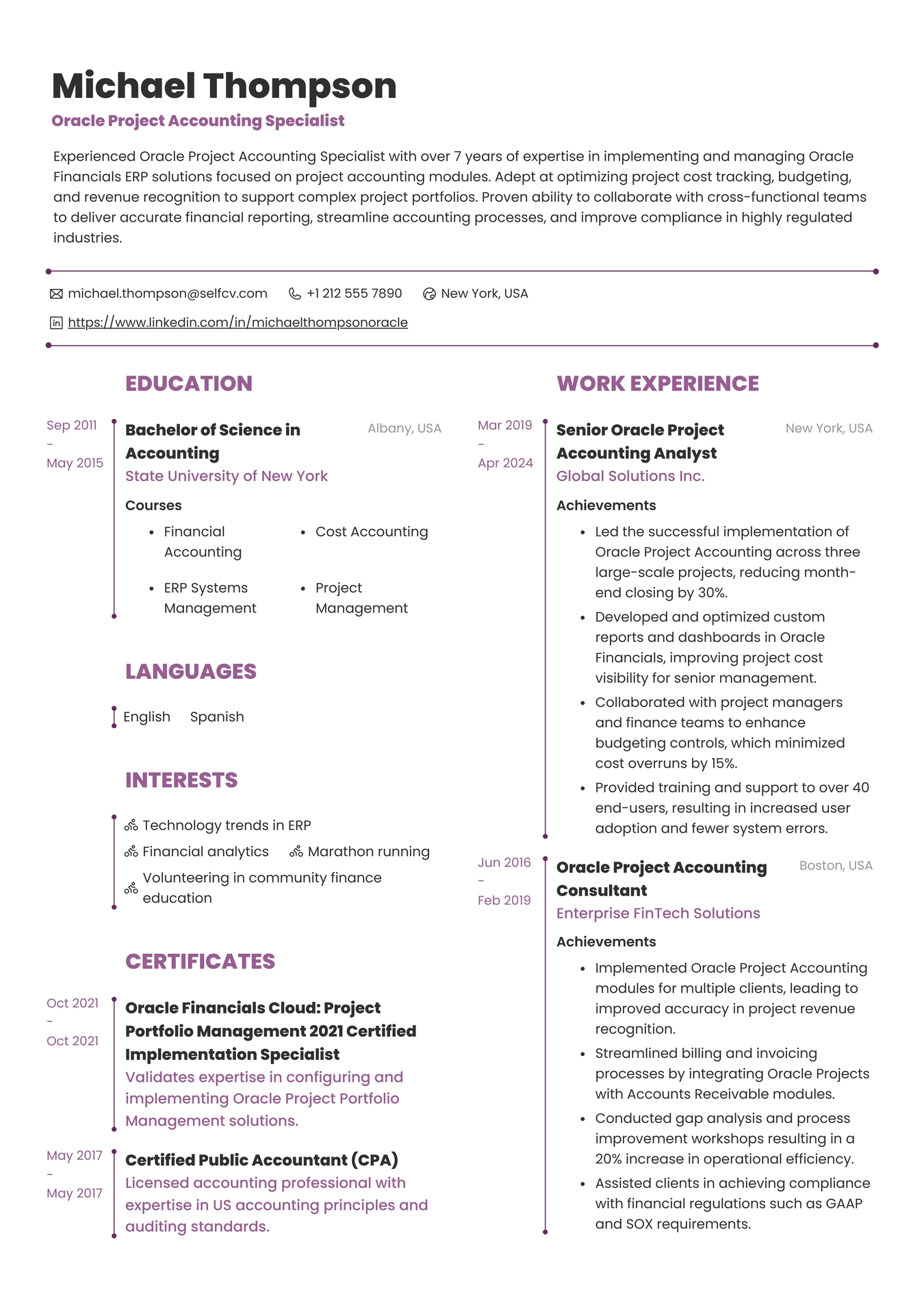 Oracle Project Accounting