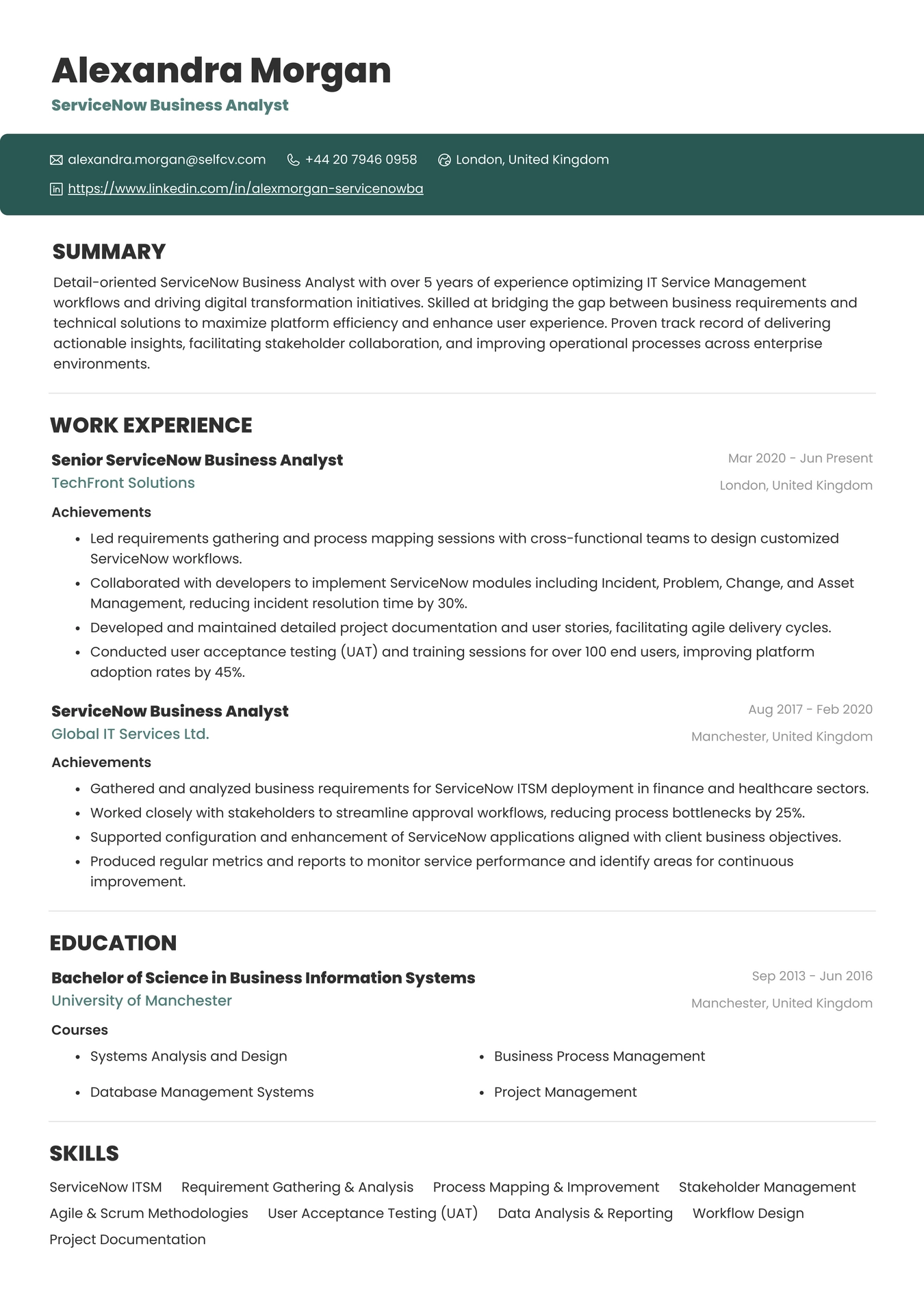 Servicenow Business Analyst