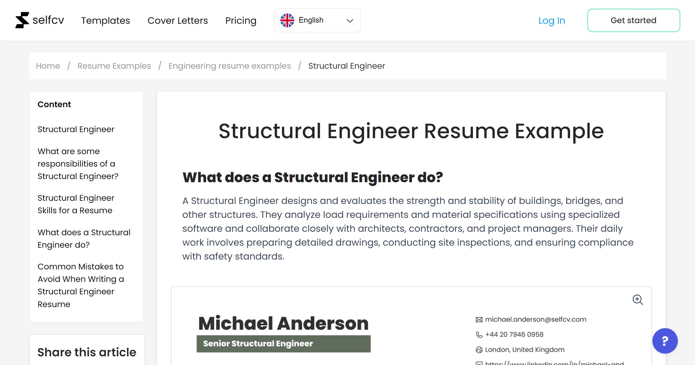 Structural Engineer Resume Example