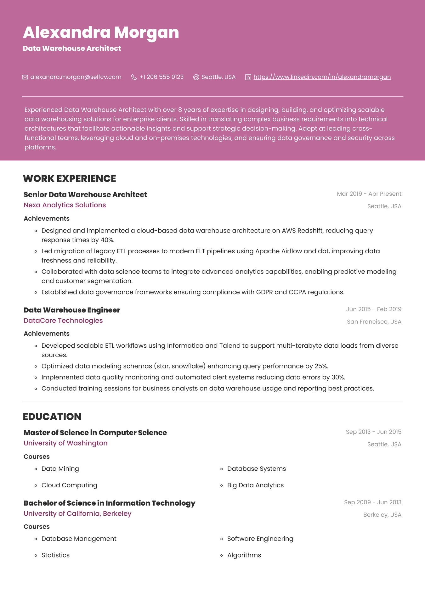 Data Warehouse Architect