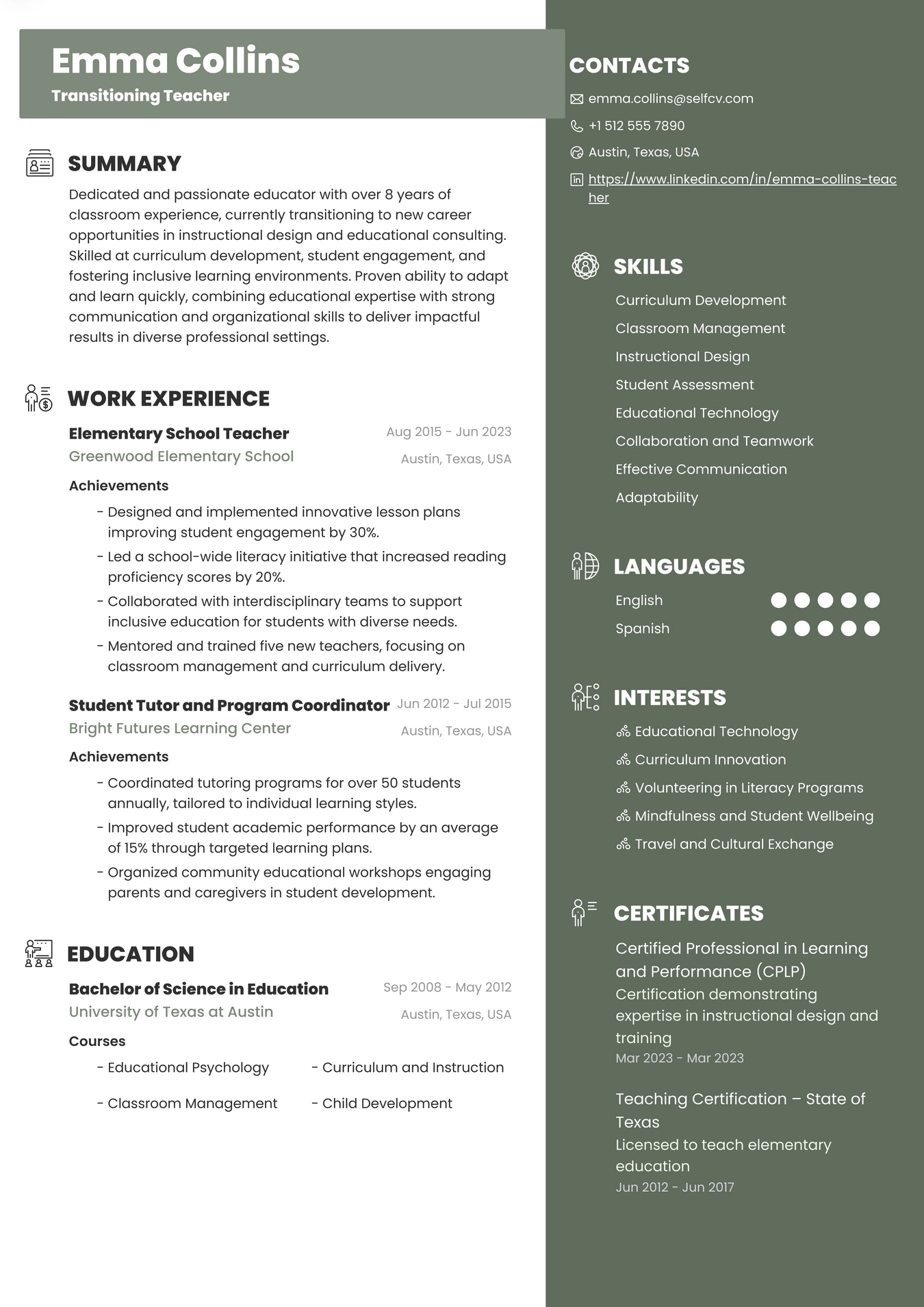 Transitioning Teacher