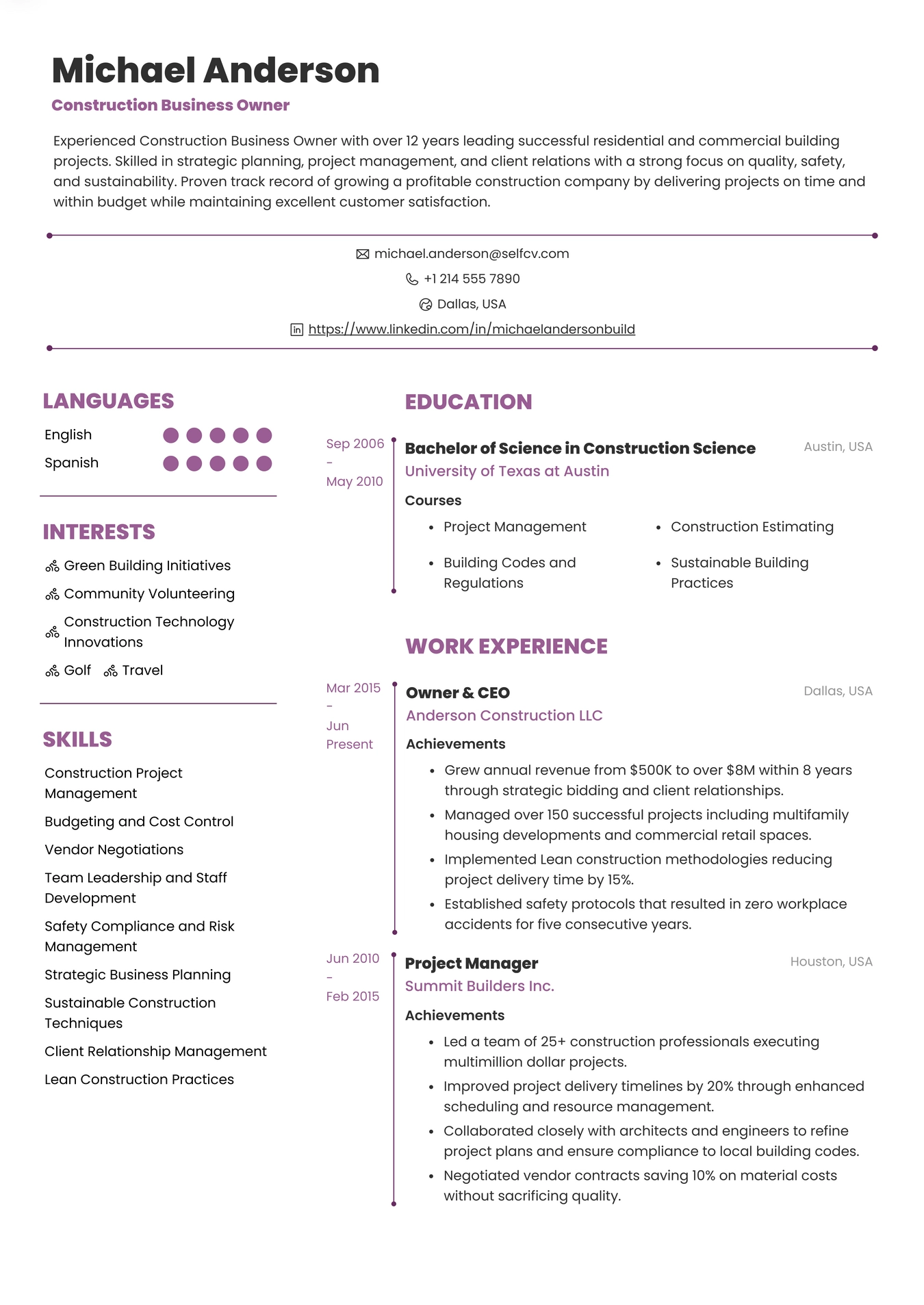 Construction Business Owner