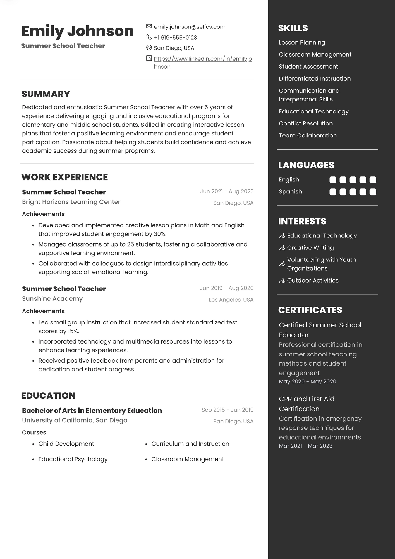 Summer School Teacher