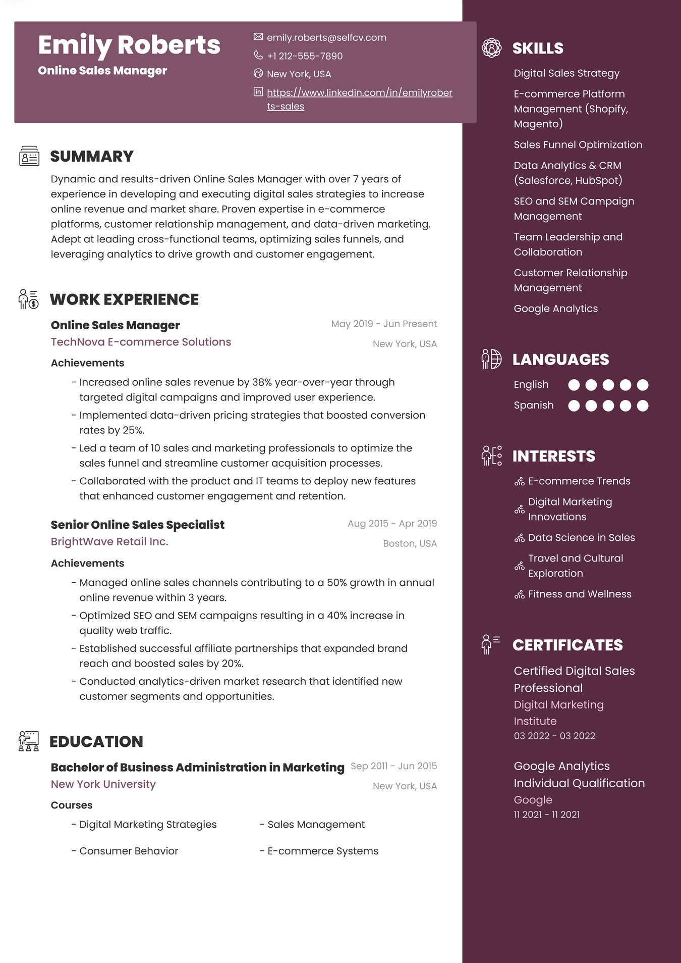 Online Sales Manager