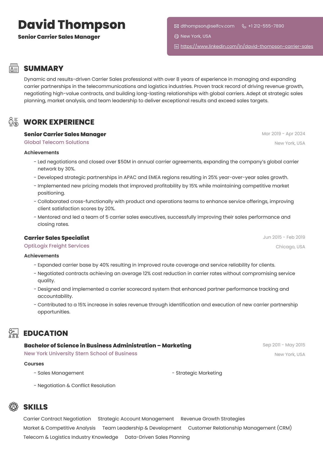 Strong Carrier Sales