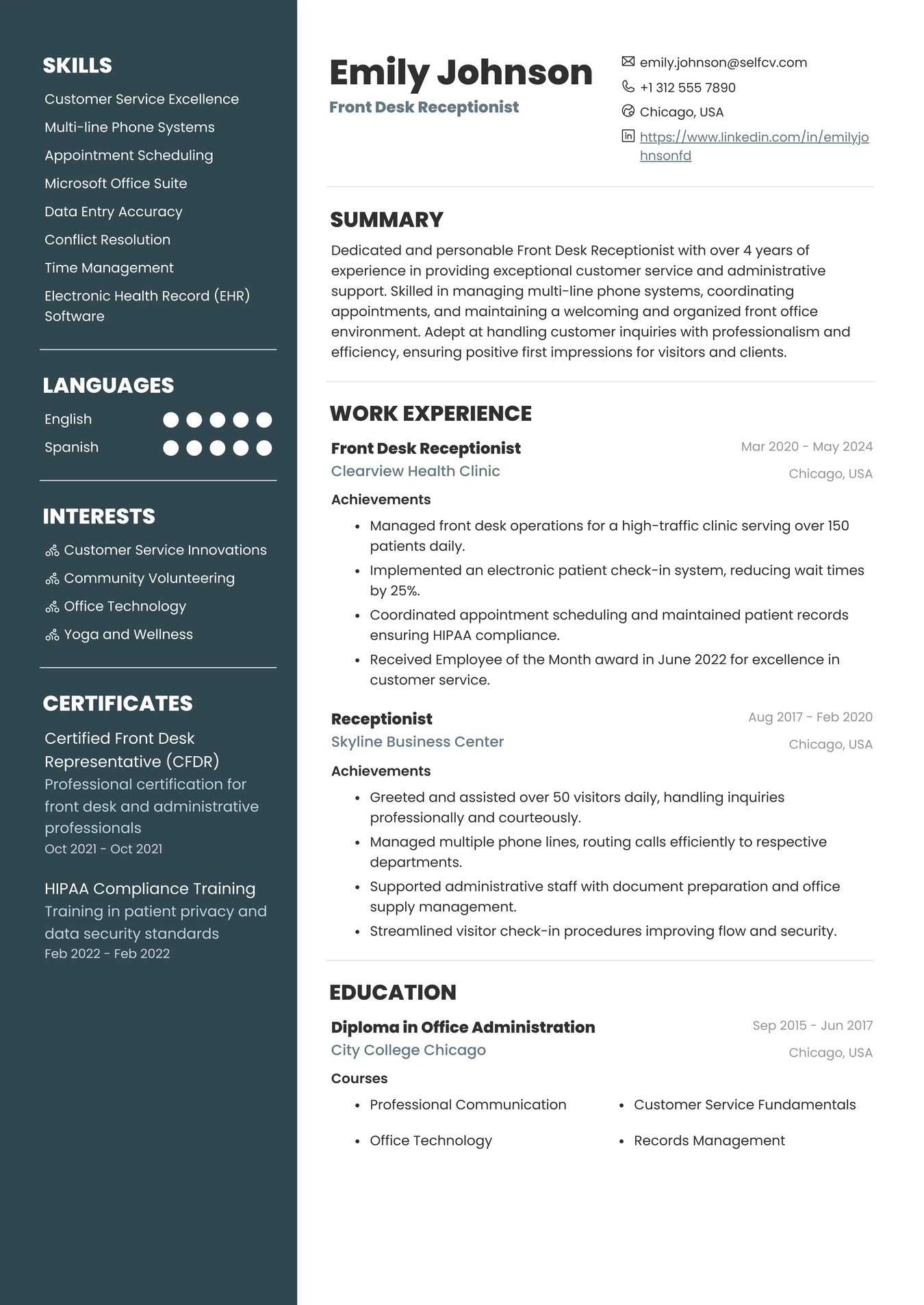 Front Desk Receptionist