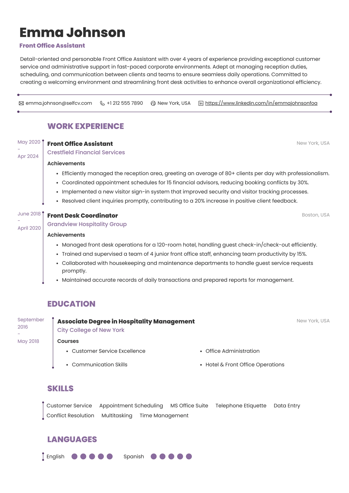 Front Office Assistant