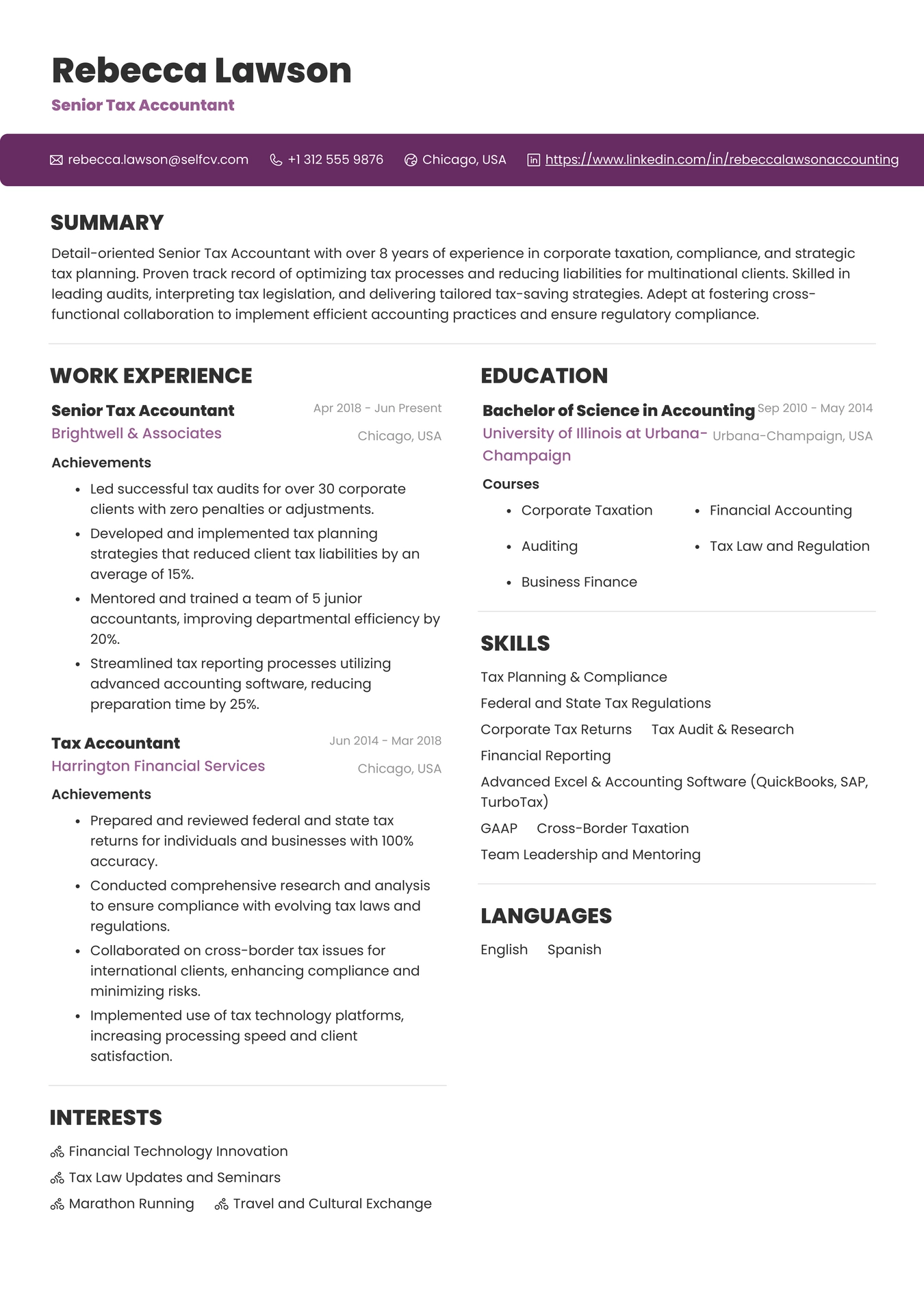 Senior Tax Accountant