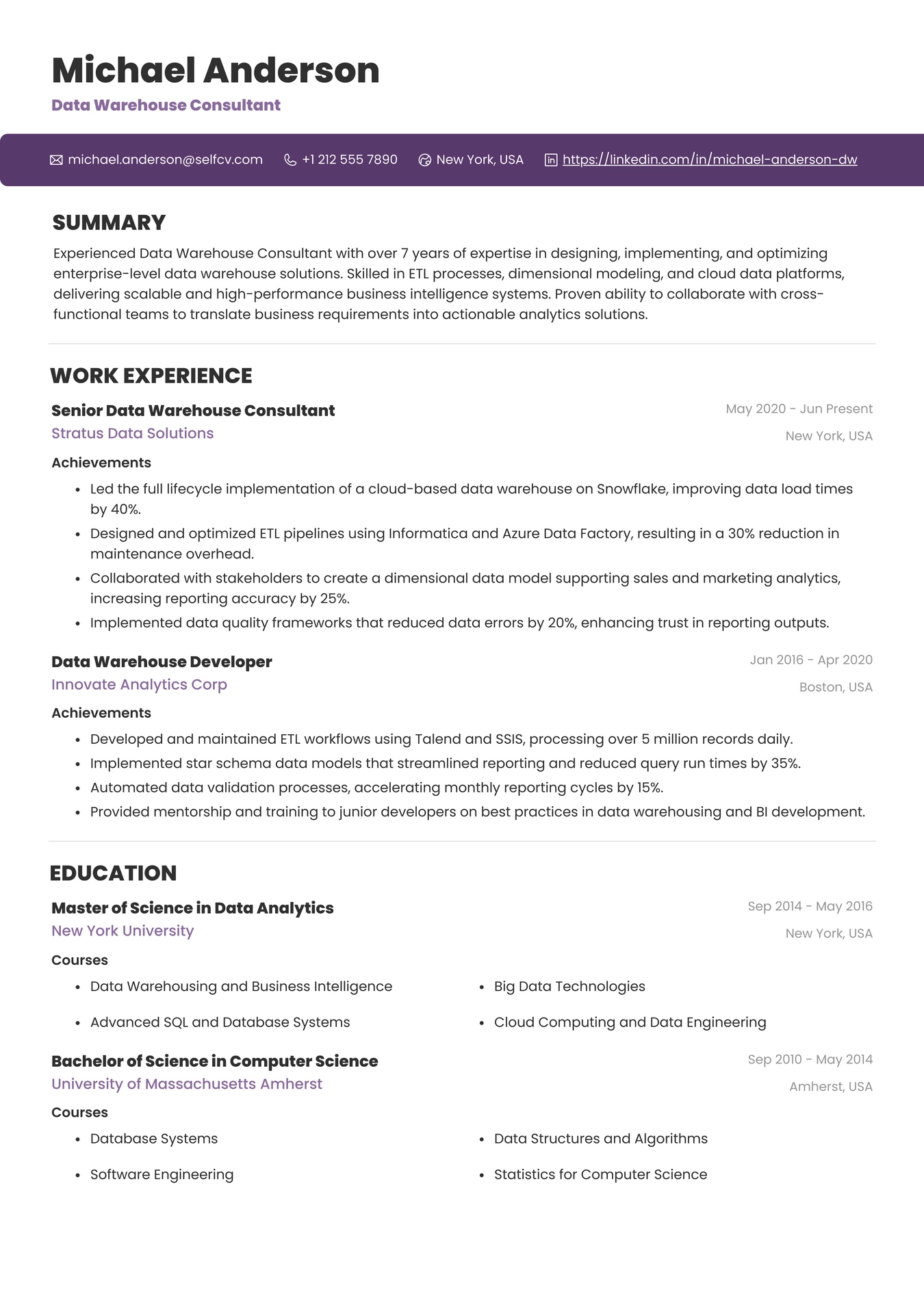 Data Warehouse Consultant