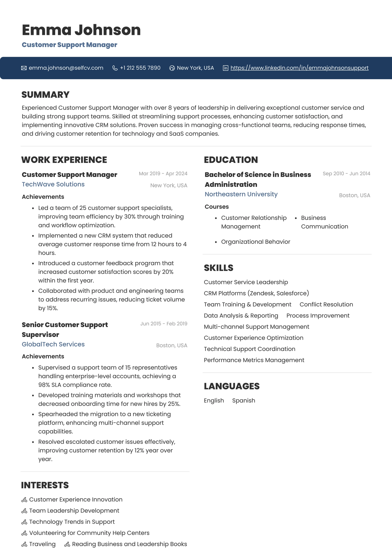 Customer Support Manager