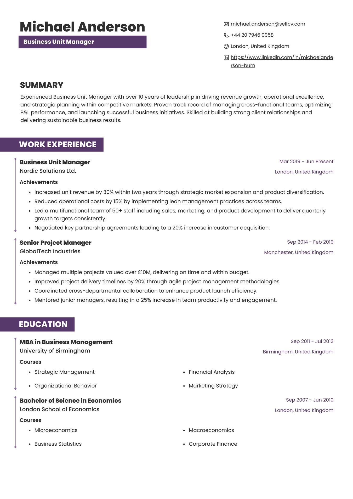 Business Unit Manager