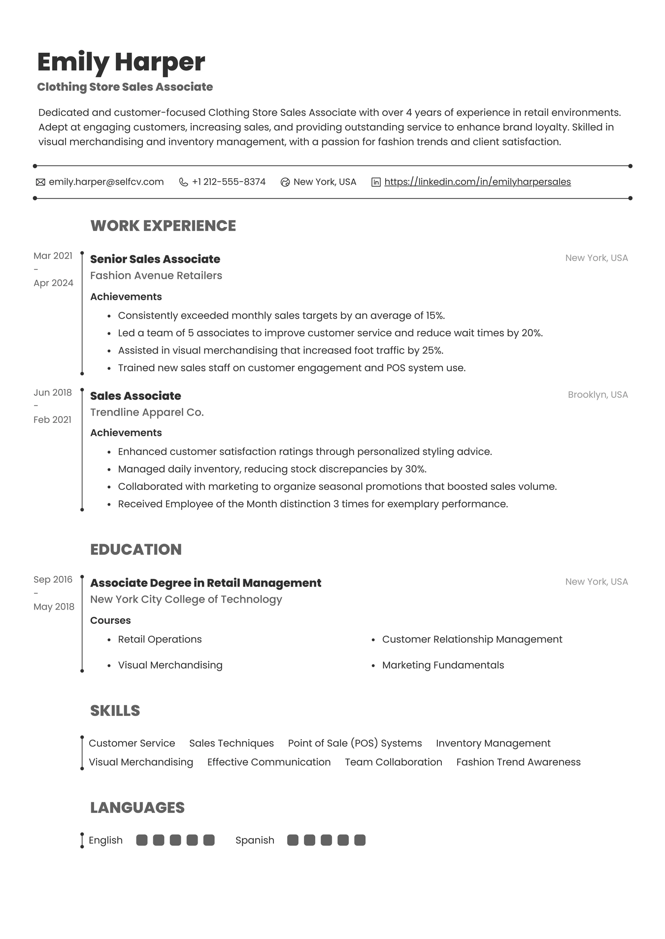 Clothing Store Sales Associate