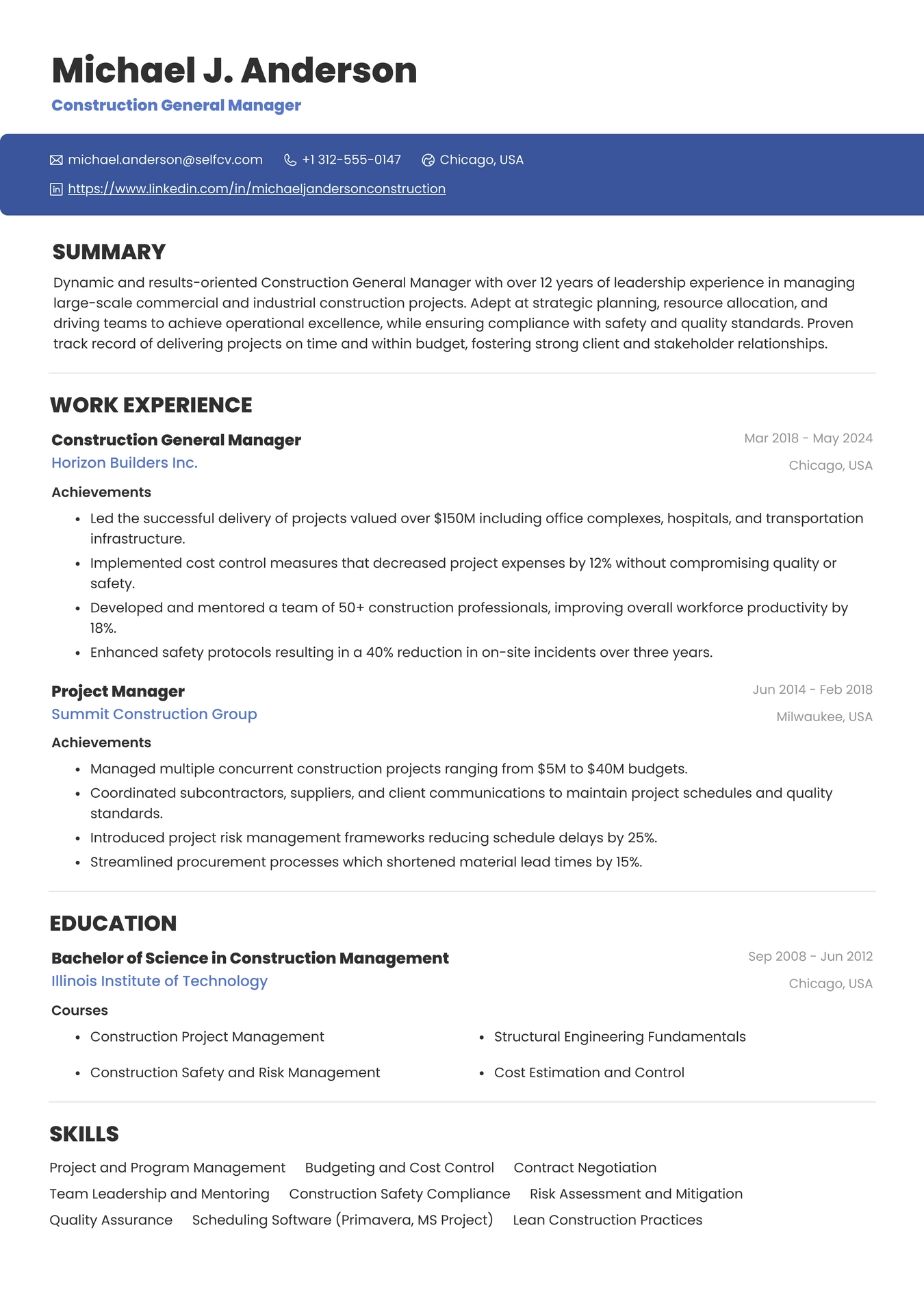 Construction General Manager