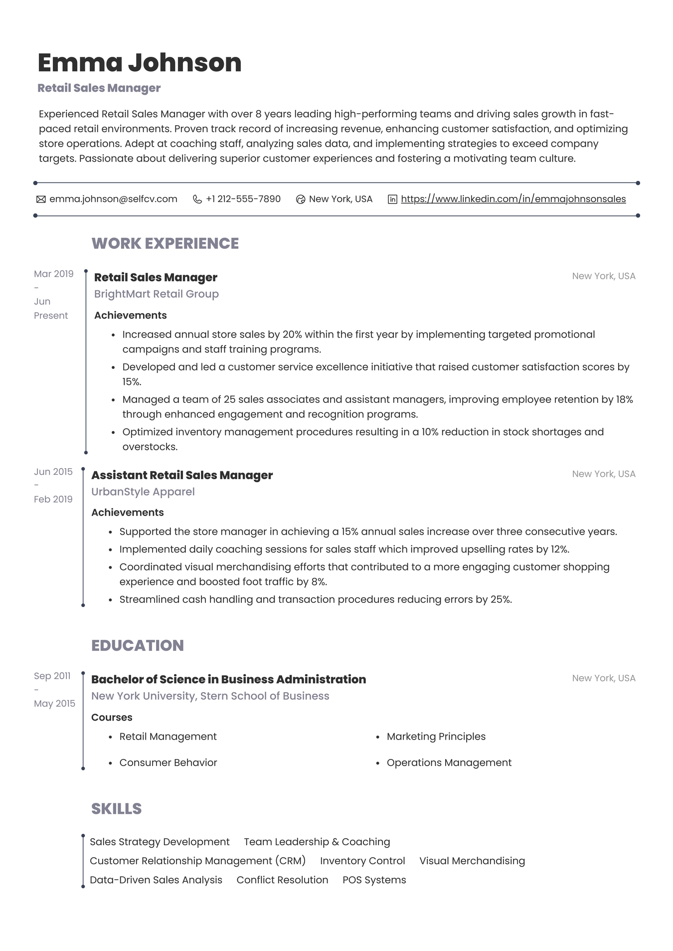 Retail Sales Manager