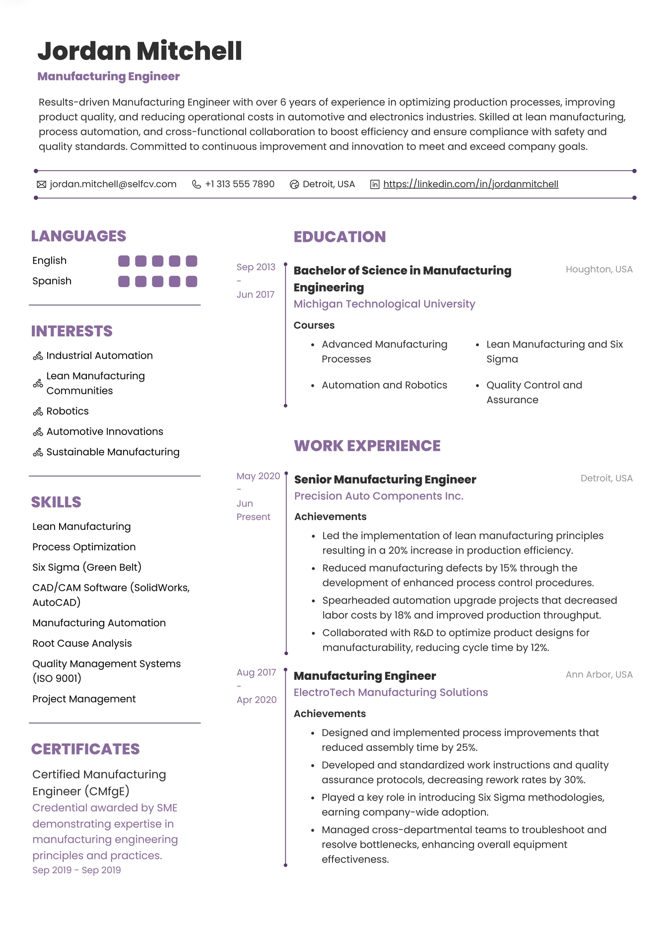 Manufacturing Engineer