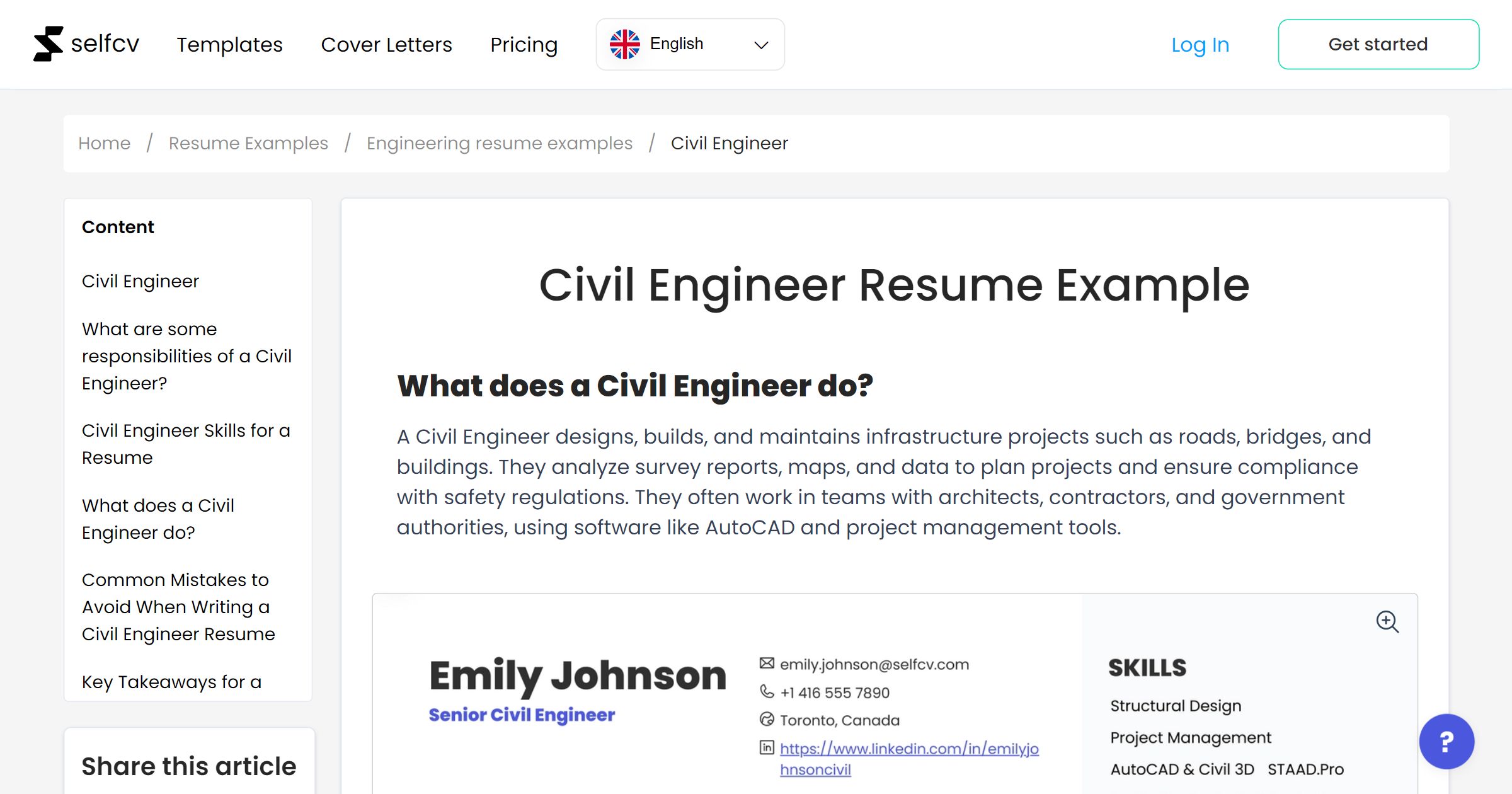 Civil Engineer Resume Example