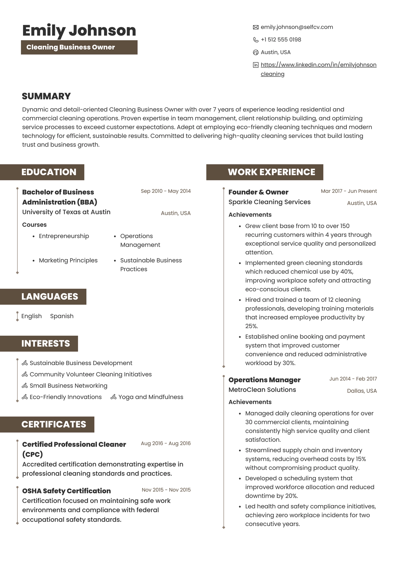 Cleaning Business Owner