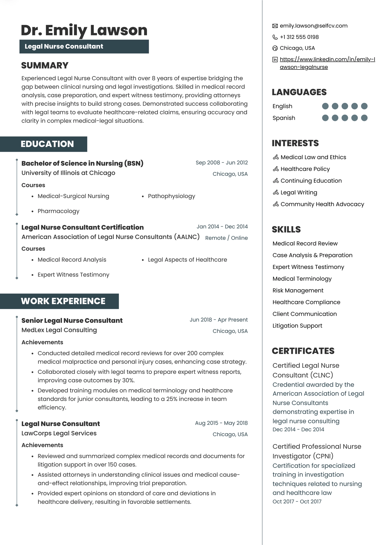 Legal Nurse Consultant