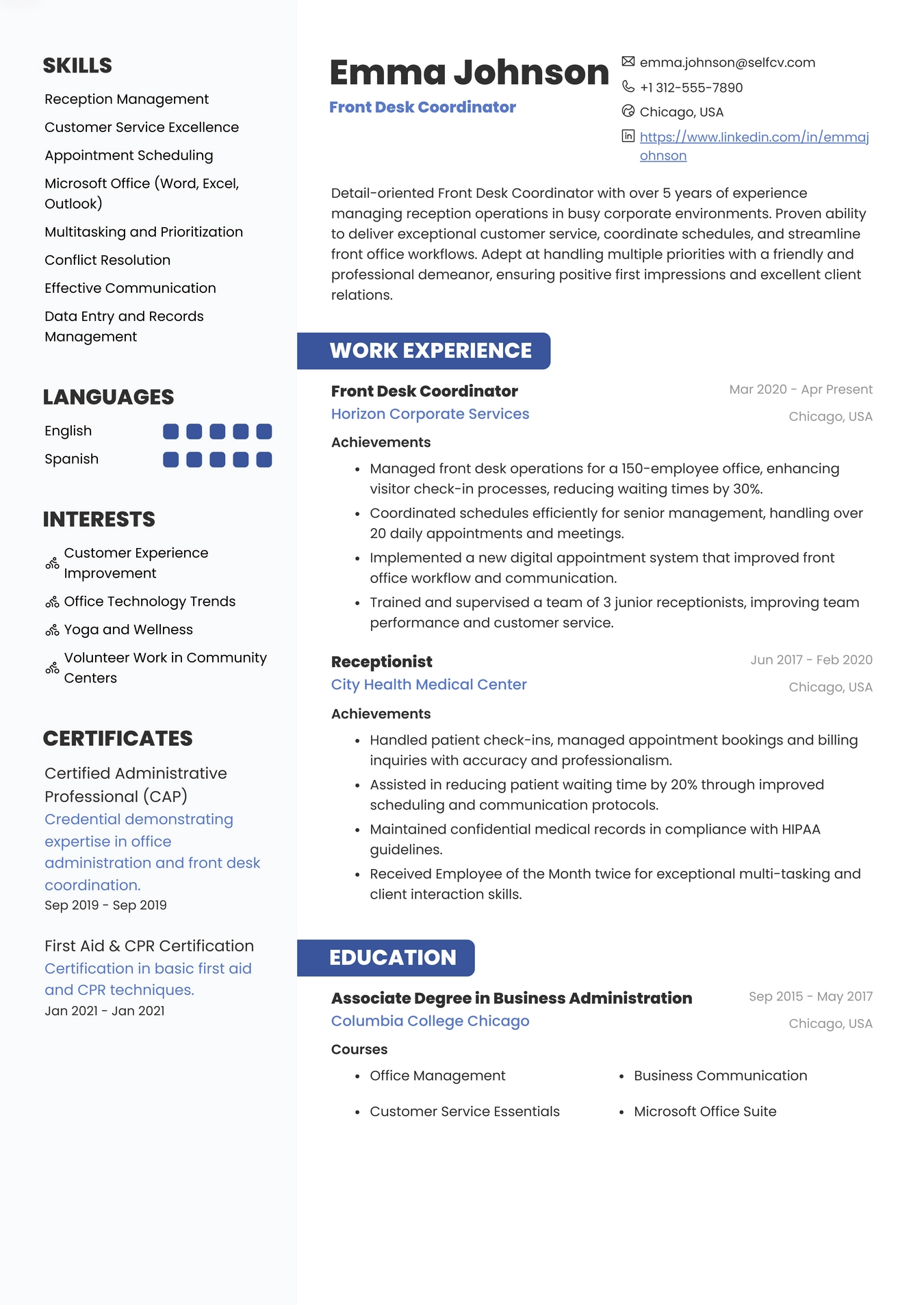 Front Desk Coordinator