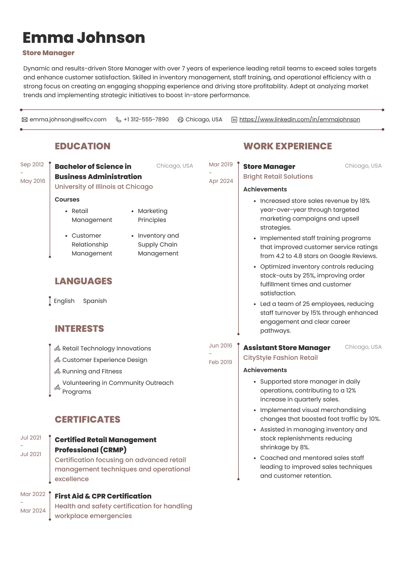 Store Manager Retail