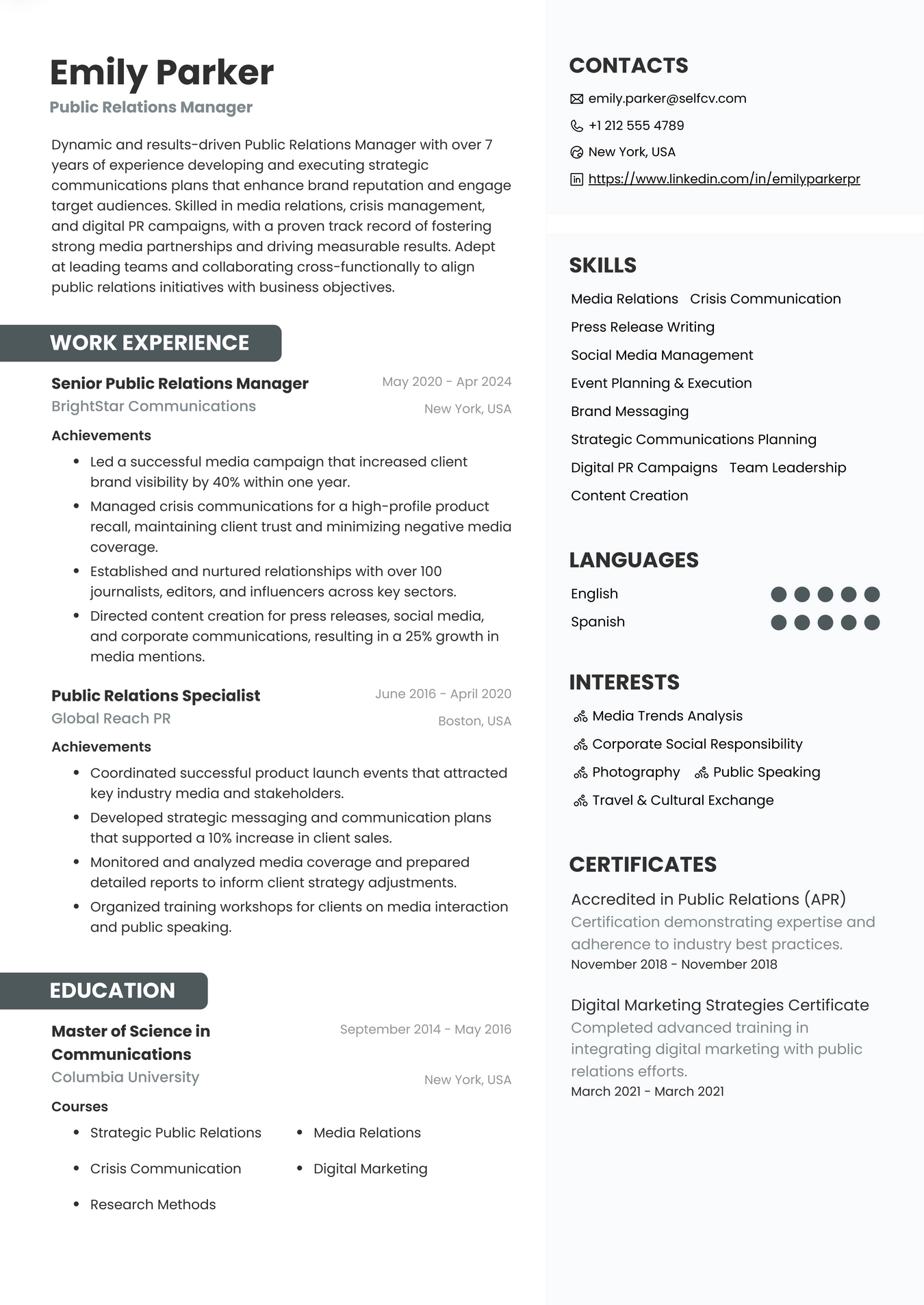 Public Relations Manager