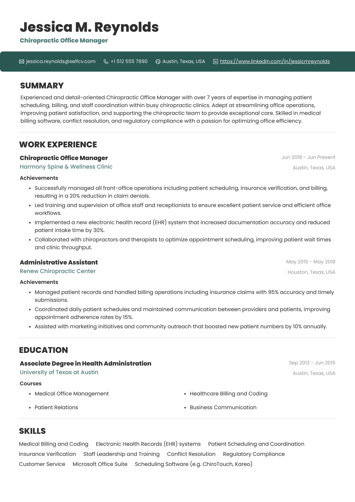 Chiropractic Office Manager