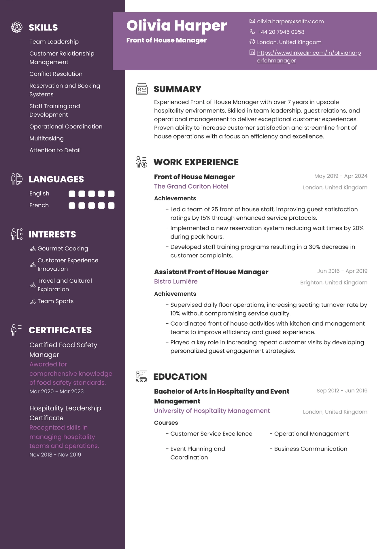 Front of House Manager