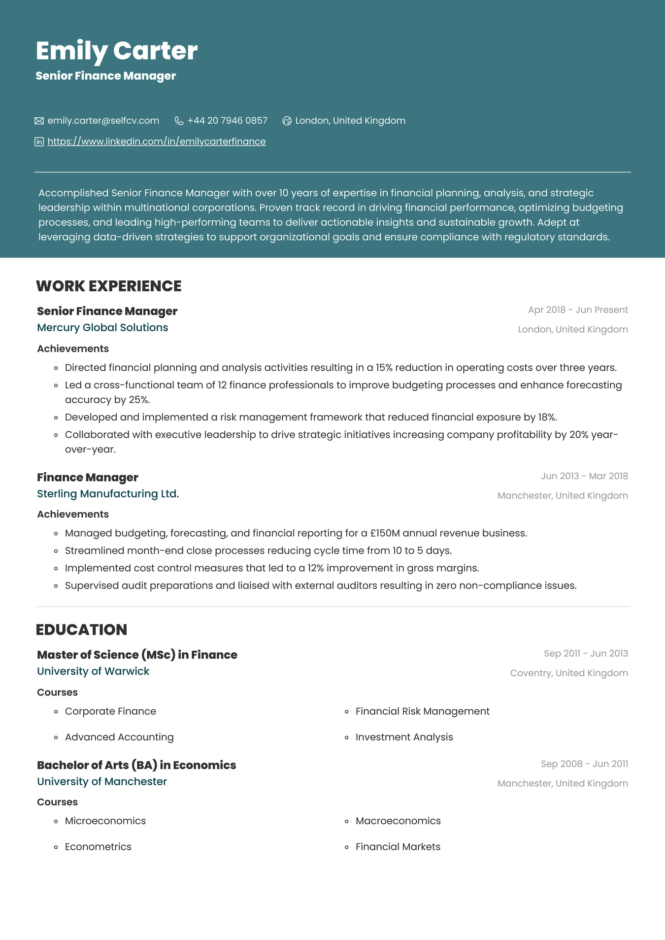 Senior Finance Manager