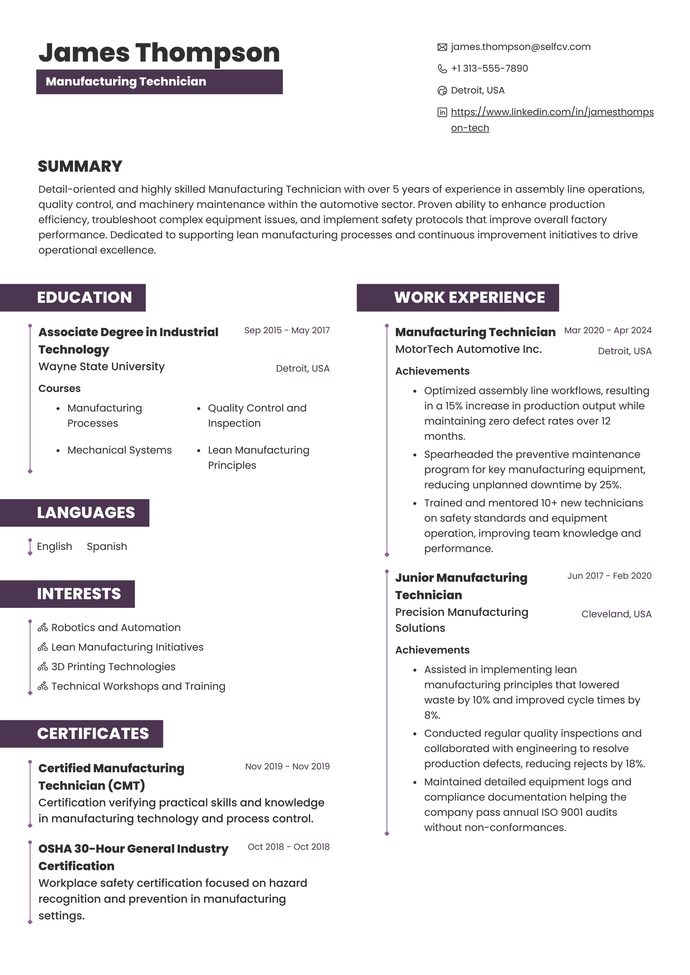 Manufacturing Technician