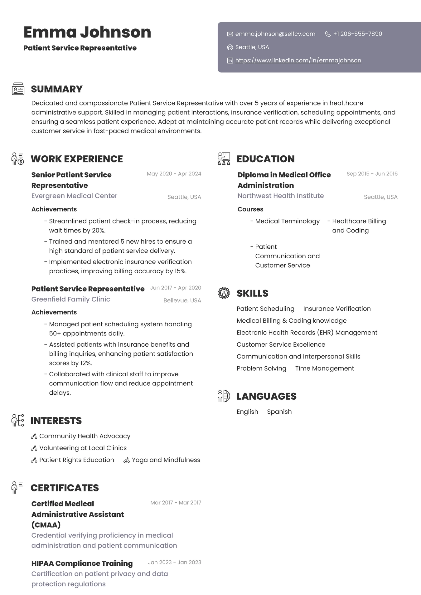 Patient Service Representative