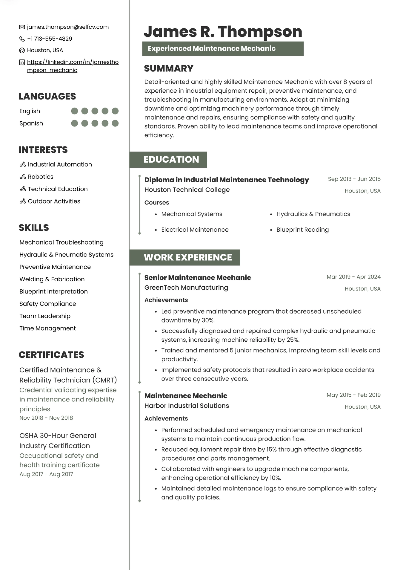 Maintenance Mechanic