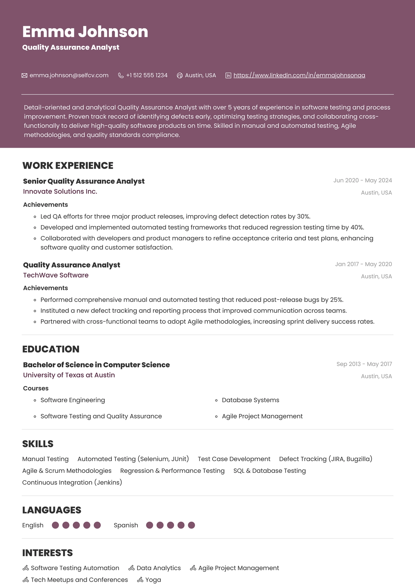 Quality Assurance Analyst