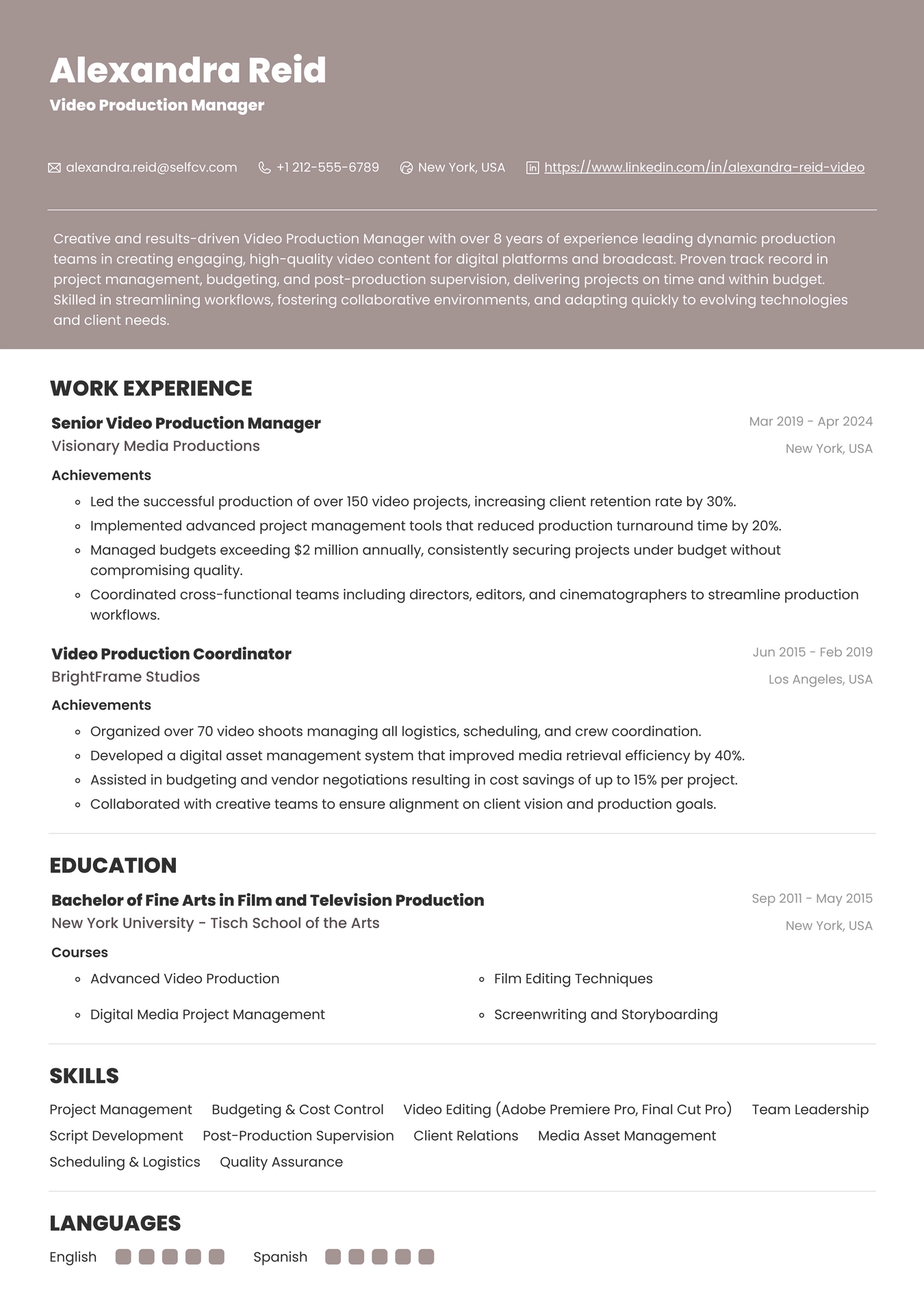 Video Production Manager