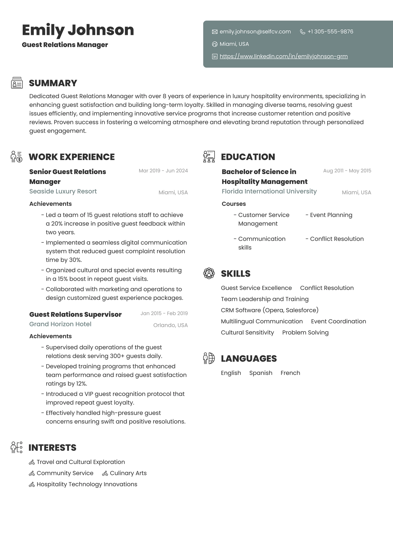 Guest Relations Manager