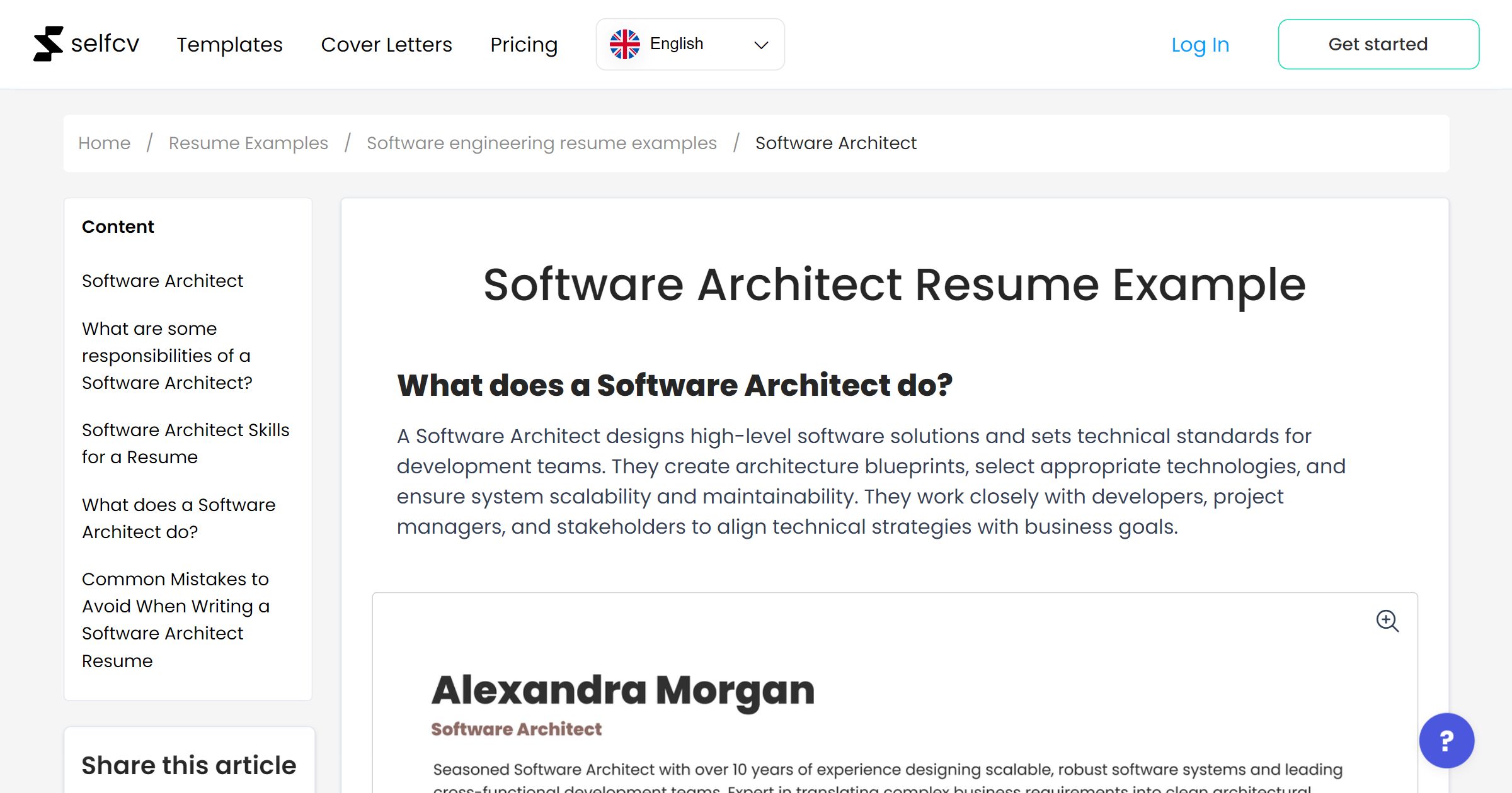 Spftare Examples Software Architect Resume Example