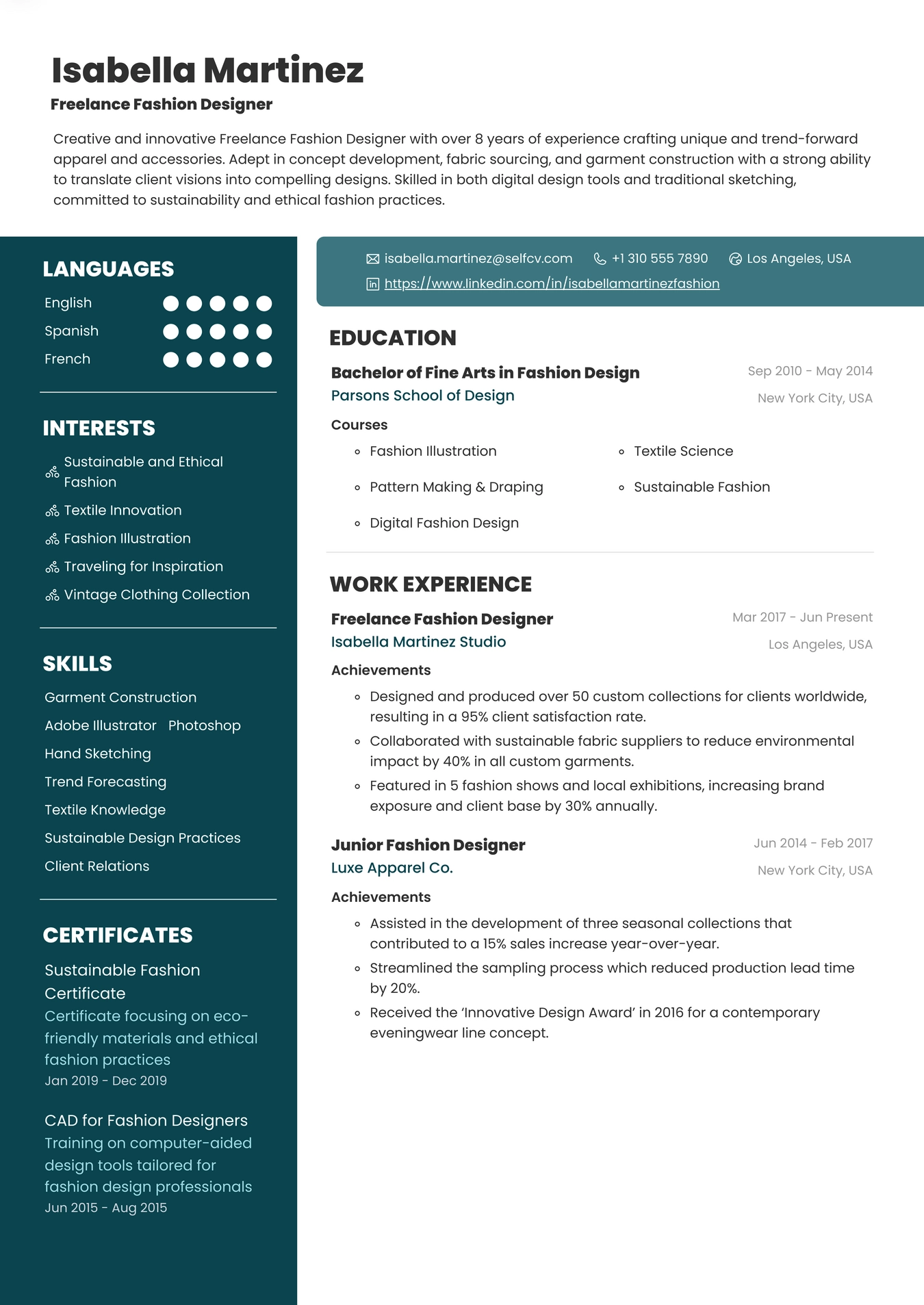 Freelance Fashion Designer