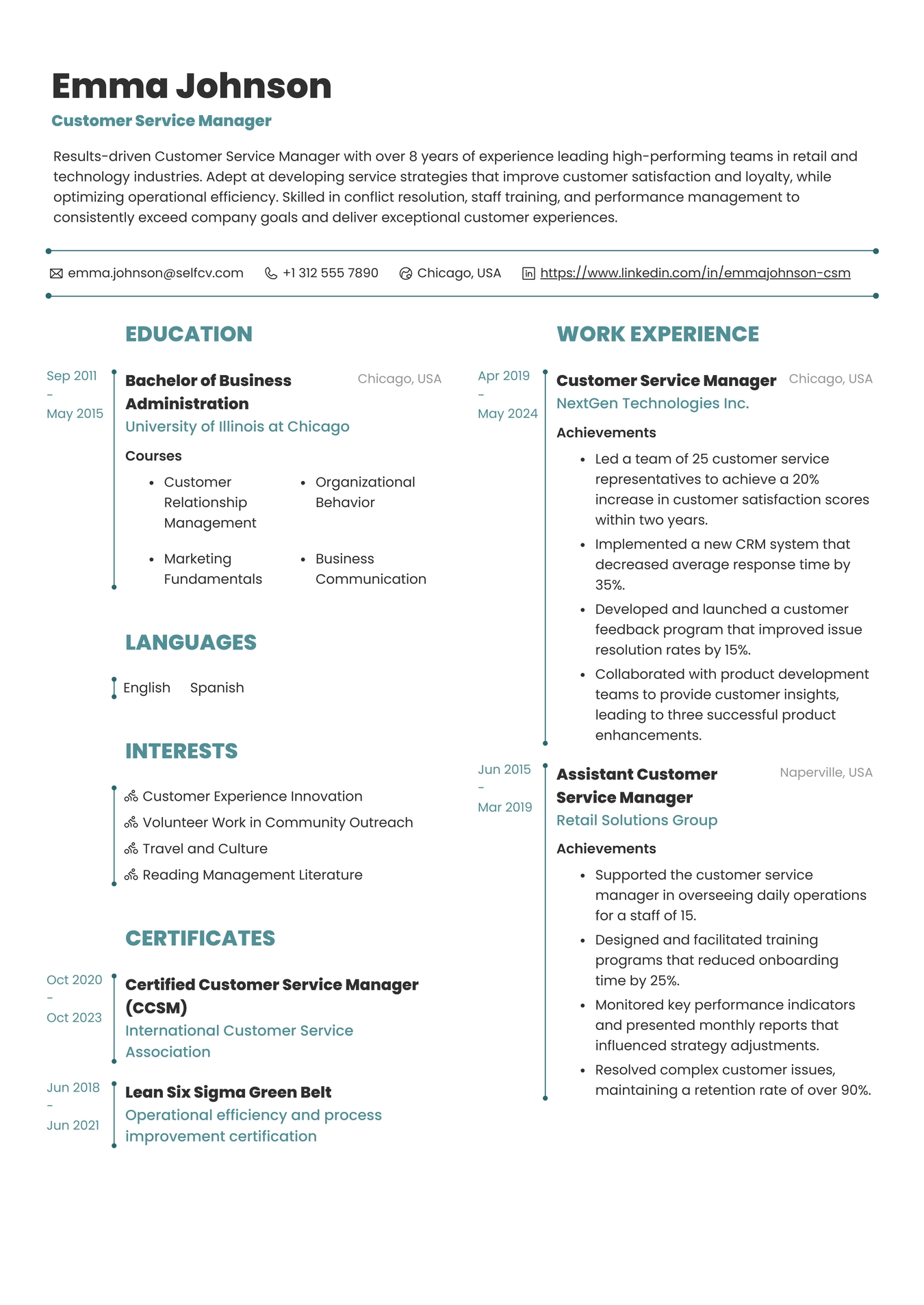 Customer Service Manager