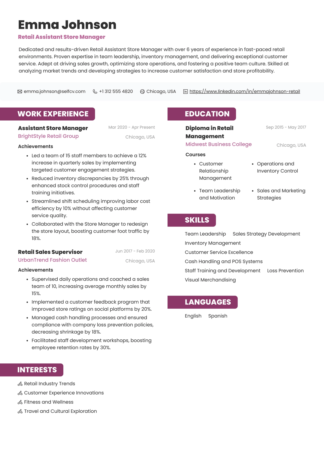 Retail Assistant Store Manager