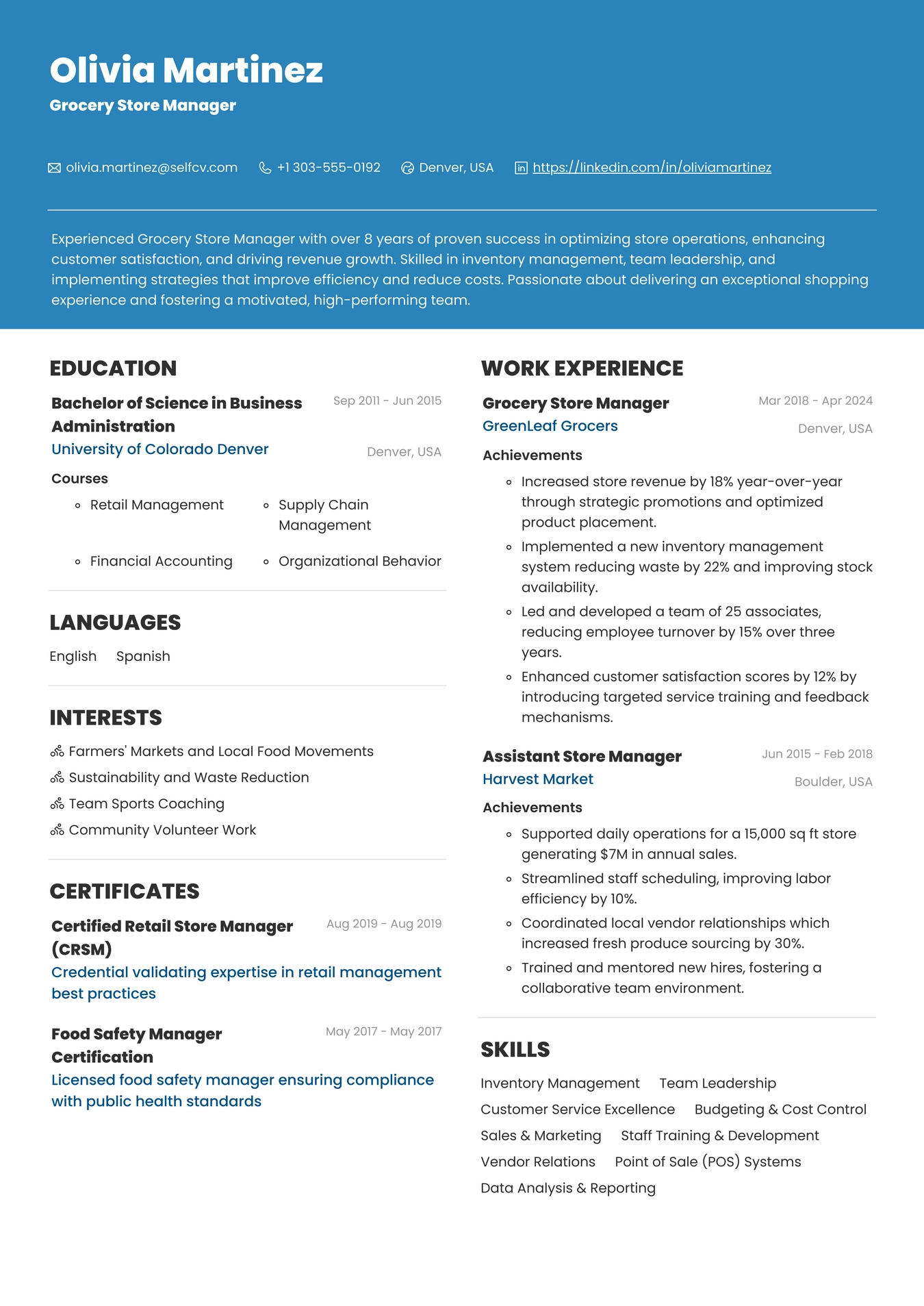 Grocery Store Manager