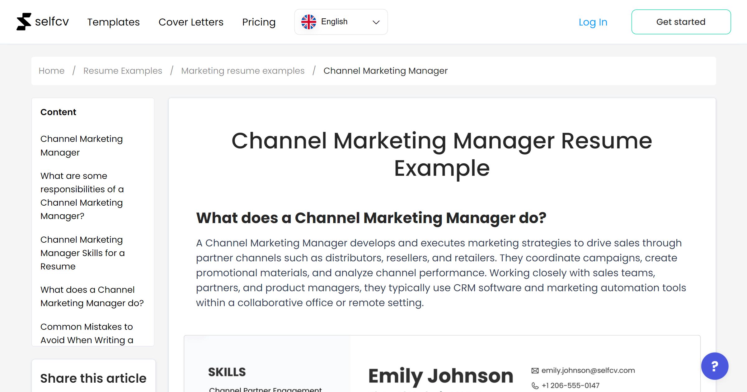 Channel Partner Resume Example Channel Marketing Manager Resume Example