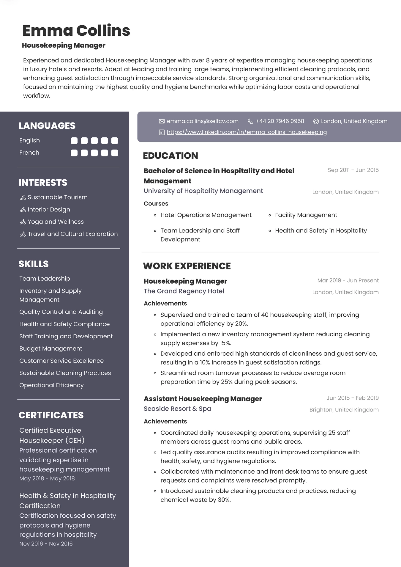 Housekeeping Manager