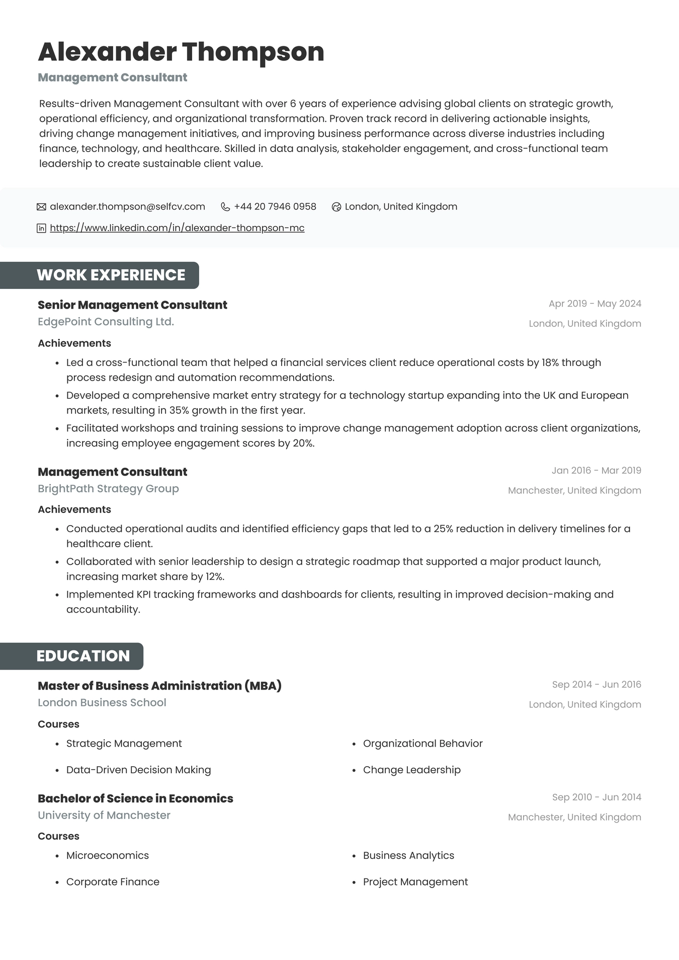 Management Consultant