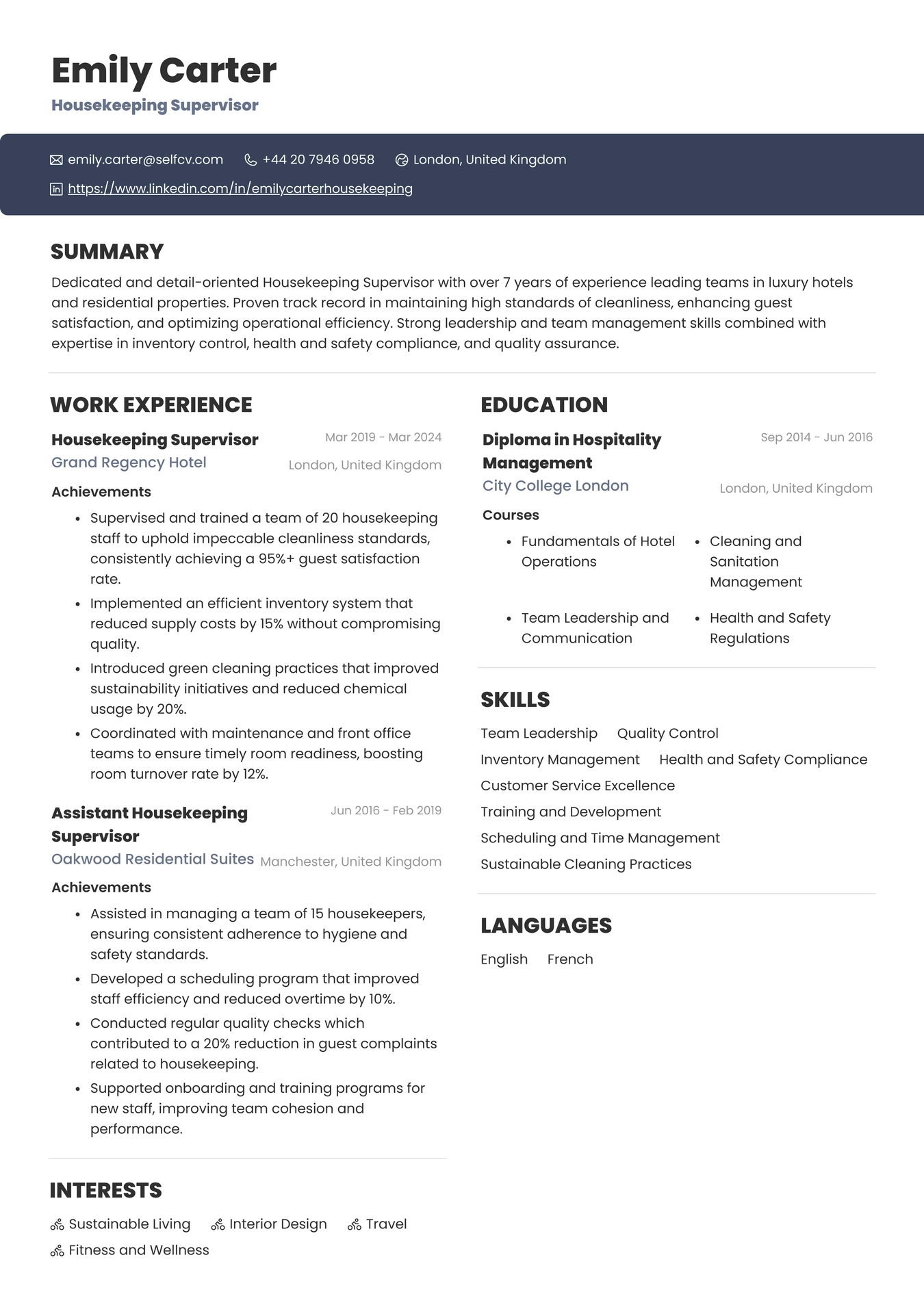 Housekeeping Supervisor