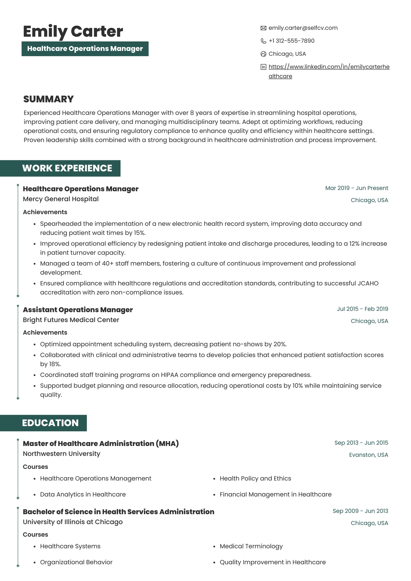 Healthcare Operations Manager