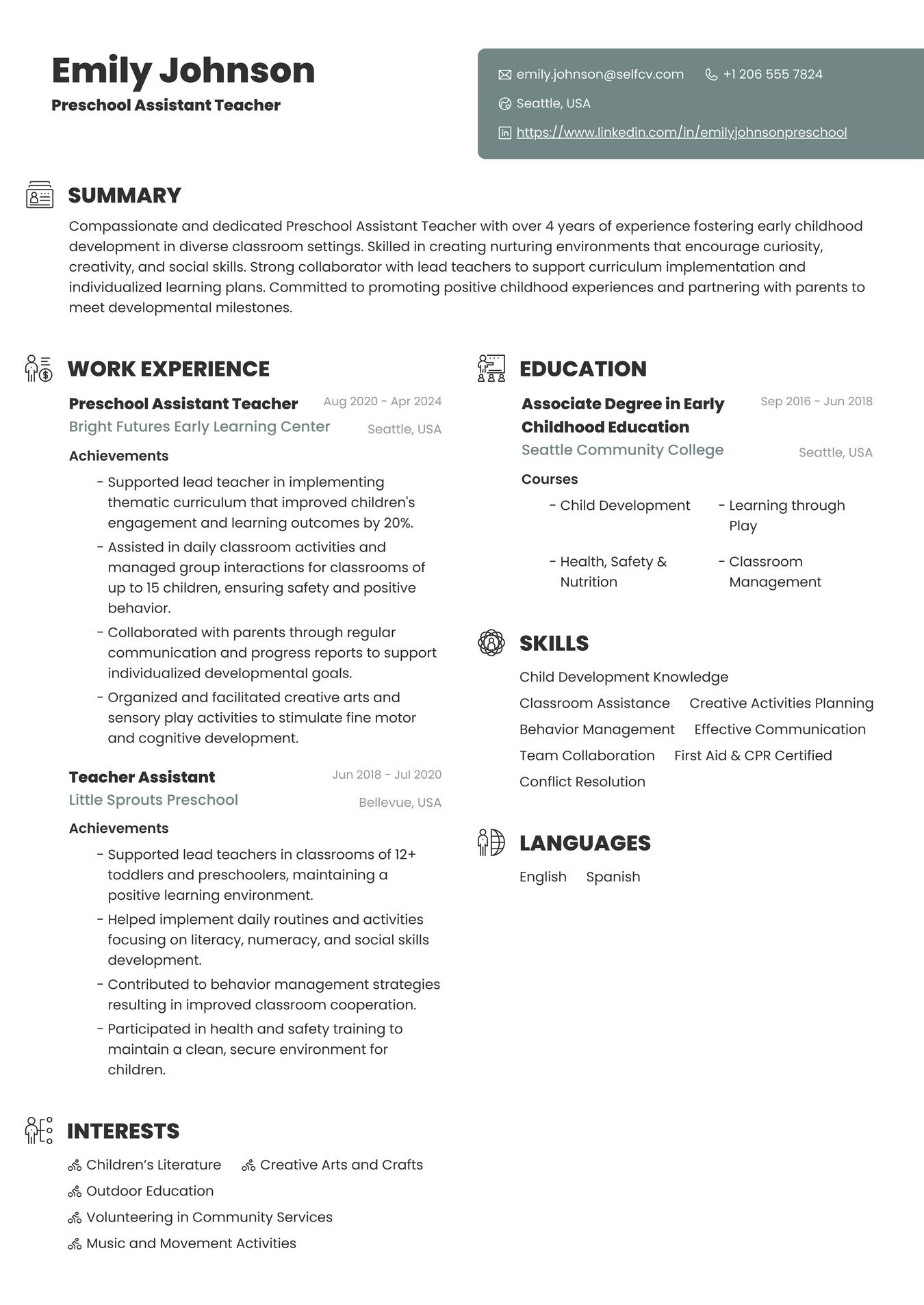 Preschool Assistant Teacher