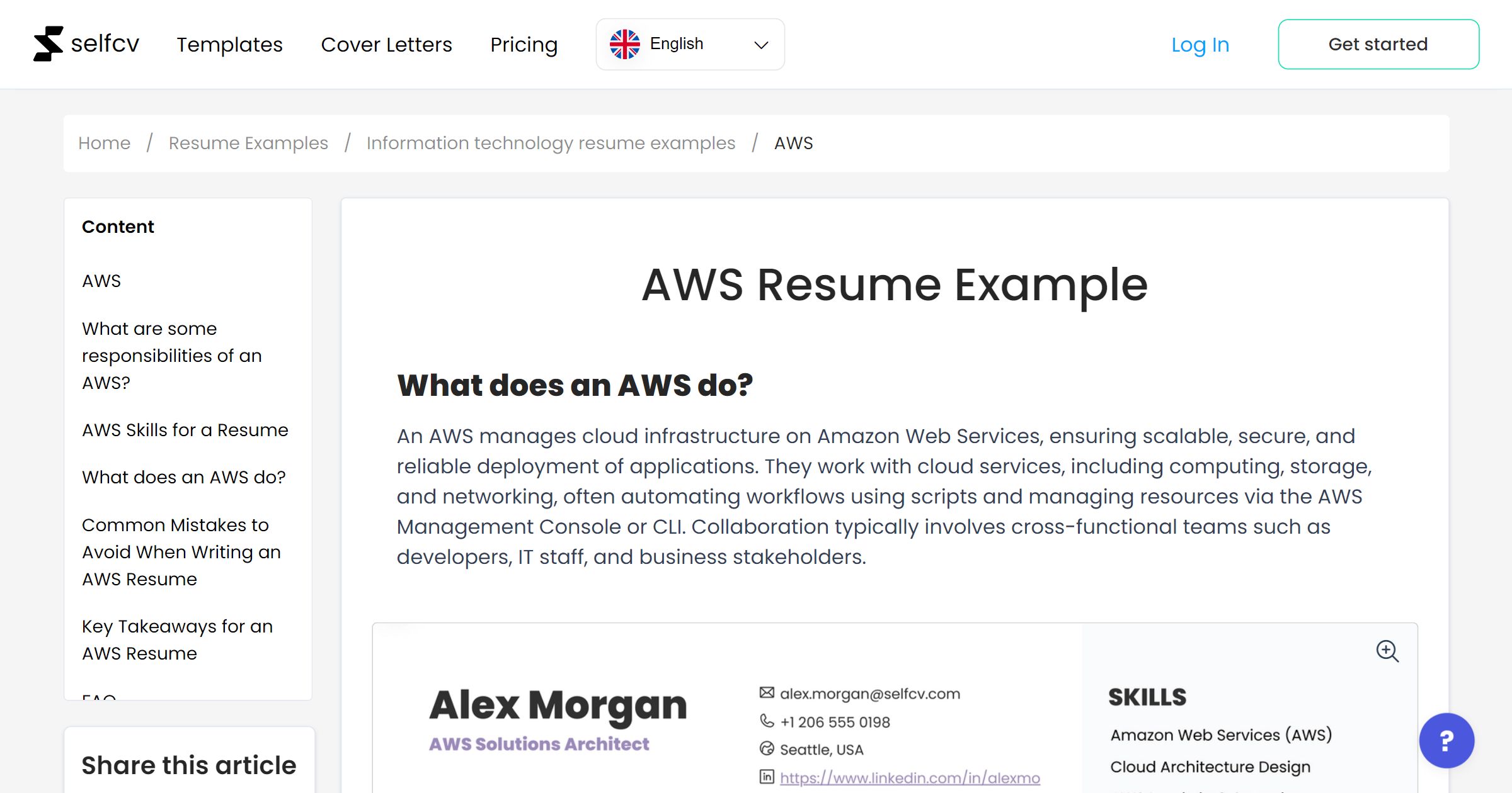 AWS Resume Example