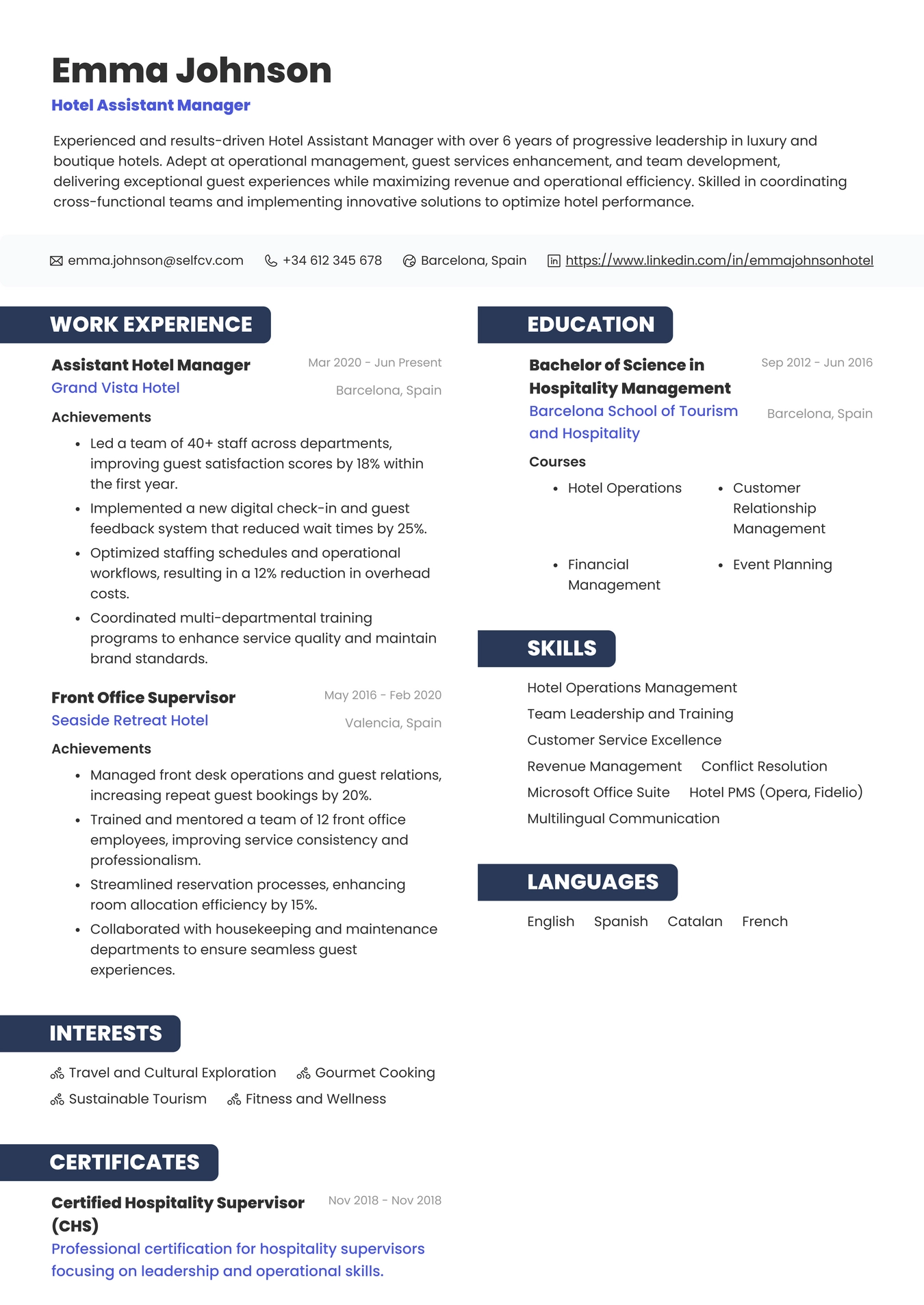 Hotel Assistant Manager